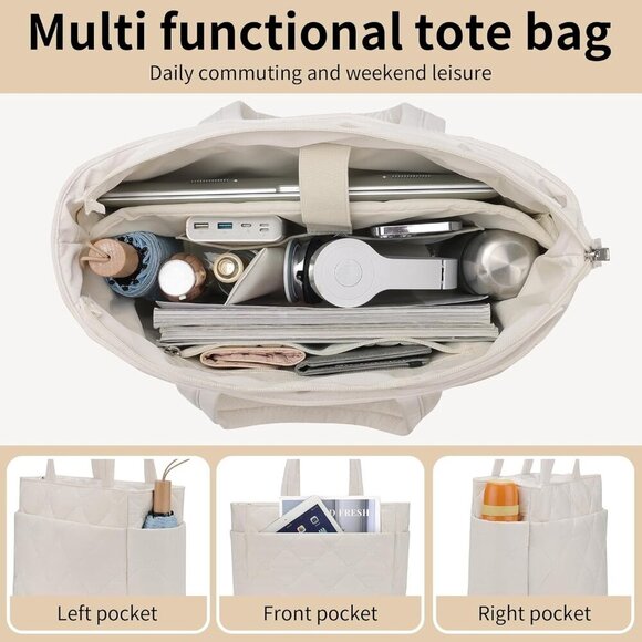 Functional Women's Tote for Work & Travel - 15.5' x 6' x 11.5' Dimensions - Picture 4 of 6